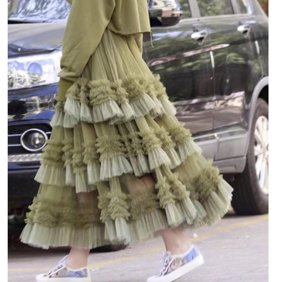 Boho Stretchy Waist Color Block Mesh Flowy Maxi Skirt - Picture 5 of 6